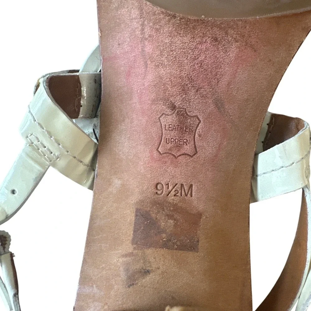 Tory Burch Holly White Patent Double T Kitten Heel Slingback Sandals 9.5